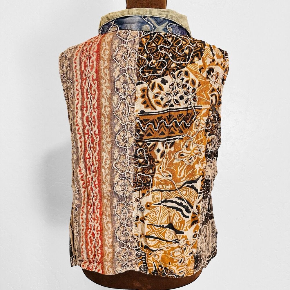 Sacred Threads M/L Button Up Patchwork Top Western Boho Artsy Hippie Eclectic - Picture 8 of 12